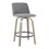 Toriano 26" Contemporary Fixed-Height Counter Stool with Swivel in Light Grey Wood and Grey Fabric with Round Black Metal Footrest by LumiSource - Set of 2 B202S00399