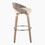 Cassis 30" Mid-Century Modern Fixed-Height Barstool with Swivel in Light Grey Wood and Cream Faux Leather with Round Chrome Metal Footrest by LumiSource - Set of 2 B202S00484