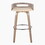 Cassis 30" Mid-Century Modern Fixed-Height Barstool with Swivel in Light Grey Wood and Cream Faux Leather with Round Chrome Metal Footrest by LumiSource - Set of 2 B202S00484