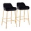 Daniella Contemporary-glam Fixed-Height Bar Stool in Gold Metal and Black Velvet by LumiSource - Set of 2 B202S00531