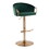 Claire Contemporary/Glam Adjustable Bar Stool in Gold Steel with Rounded T Footrest and Green Velvet by LumiSource - Set of 2 B202S00768