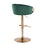 Claire Contemporary/Glam Adjustable Bar Stool in Gold Steel with Rounded T Footrest and Green Velvet by LumiSource - Set of 2 B202S00768