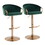 Claire Contemporary/Glam Adjustable Bar Stool in Gold Steel with Rounded T Footrest and Green Velvet by LumiSource - Set of 2 B202S00768