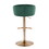 Claire Contemporary/Glam Adjustable Bar Stool in Gold Steel with Rounded T Footrest and Green Velvet by LumiSource - Set of 2 B202S00768