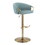 Claire Contemporary/Glam Adjustable Bar Stool in Gold Metal and Light Blue Velvet by LumiSource - Set of 2 B202S00770