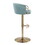 Claire Contemporary/Glam Adjustable Bar Stool in Gold Metal and Light Blue Velvet by LumiSource - Set of 2 B202S00770