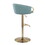 Claire Contemporary/Glam Adjustable Bar Stool in Gold Metal and Light Blue Velvet by LumiSource - Set of 2 B202S00770