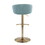 Claire Contemporary/Glam Adjustable Bar Stool in Gold Metal and Light Blue Velvet by LumiSource - Set of 2 B202S00770