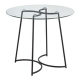 Cece Contemporary Dinette Table in Black Steel with Clear Glass Top by LumiSource B202S01100