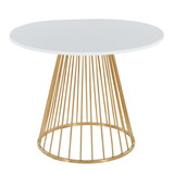 Canary Cosmo Contemporary Dining Table in Gold Metal and White MDF by LumiSource B202S01103