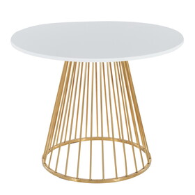 Canary Cosmo Contemporary Dining Table in Gold Metal and White MDF by LumiSource B202S01103