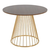 Canary Cosmo Contemporary Dining Table in Gold Metal and Walnut Wood by LumiSource B202S01104