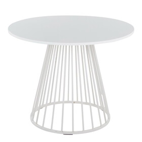 Canary Cosmo Contemporary Dining Table in White Metal and White MDF by LumiSource B202S01106