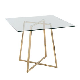 Cosmo Contemporary/glam Square Dining Table with Gold Metal Legs and Clear Glass Top by LumiSource B202S01111