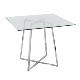 Cosmo Contemporary Square Dining Table with Chrome Metal Legs and Clear Glass Top by LumiSource B202S01114