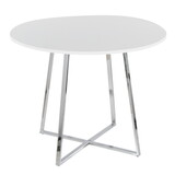 Cosmo Canary Contemporary Dining Table in Chrome Metal and White MDF by LumiSource B202S01120