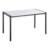 Fuji Contemporary Dining Table in Black Metal with White Wood Top by LumiSource B202S01124