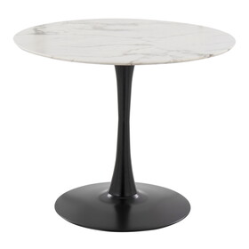 Pebble Modern Table with Black Metal Base and White Marble Veneer Table Top by LumiSource B202S01128