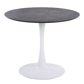 Pebble Modern Table with White Metal Base and Black Marble Veneer Table Top by LumiSource B202S01129