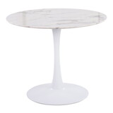 Pebble Modern Table with White Metal Base and White Marble Veneer Table Top by LumiSource B202S01130