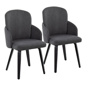 Dahlia Contemporary Dining Chair in Black Wood and Grey Fabric with Chrome Accent by LumiSource - Set of 2 B202S01208