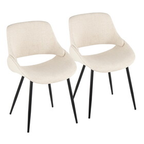 Fabrico Mid-Century Modern Accent/Dining Chair in Black Metal and Cream Fabric by LumiSource - Set of 2 B202S01215