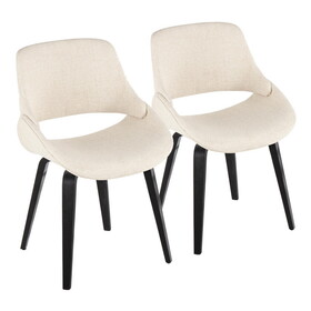 Fabrico Mid-Century Modern Accent/Dining Chair in Black Wood and Cream Fabric by LumiSource - Set of 2 B202S01219