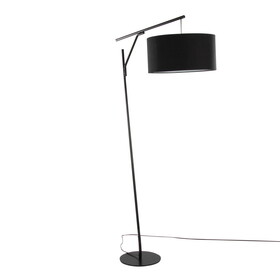 Daniella-Salon 70" Contemporary Floor Lamp in Black Metal with Black Linen Shade by LumiSource B202S01362