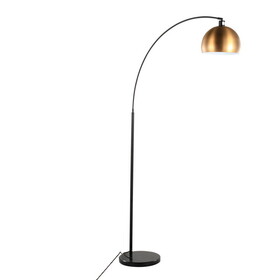 March Contemporary Floor Lamp in Black Marble and Black Metal with Antique Brass Metal Shade by LumiSource B202S01366