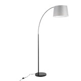 March Contemporary Floor Lamp in Black Marble and Black Metal with Grey Linen Shade by LumiSource B202S01368