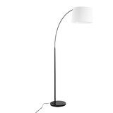 March Contemporary Floor Lamp in Black Marble and Black Metal with White Linen Shade by LumiSource B202S01369