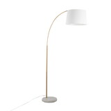 March Contemporary Floor Lamp in White Marble and Antique Brass with White Linen Shade Metal by LumiSource B202S01372