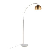 March Contemporary Floor Lamp in White Marble and Nickel with Antique Brass Metal Shade by LumiSource B202S01373