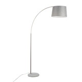 March Contemporary Floor Lamp in White Marble and Nickel with Grey Linen Shade by LumiSource B202S01375