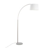 March Contemporary Floor Lamp in White Marble and Nickel with White Linen Shade by LumiSource B202S01376