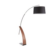 Robyn Mid-Century Modern Floor Lamp in Walnut Wood and Black Linen Shade by LumiSource B202S01383