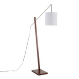 Arturo Contemporary Floor Lamp in Walnut Wood and White Fabric Shade by LumiSource B202S01389