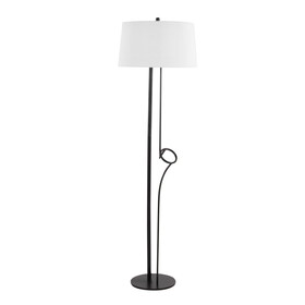 Shadow Contemporary Floor Lamp in Black Steel with White Linen Shade by LumiSource B202S01391