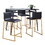 Marcel-Mara Upholstered Contemporary Counter Height Dining Set in Black Metal with Black Wood Tabletop and Gold Metal with Black Faux Leather by LumiSource - 5 Piece B202S01447