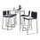 Marcel-Mara Upholstered Contemporary Counter Height Dining Set in Chrome Metal with White Wood Tabletop and Stainless Steel with Black Faux Leather by LumiSource - 5 Piece B202S01455