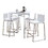 Marcel-Mara Upholstered Contemporary Counter Height Dining Set in Chrome Metal with White Wood Tabletop and Stainless Steel with White Faux Leather by LumiSource - 5 Piece B202S01458