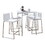 Marcel-Mara Upholstered Contemporary Counter Height Dining Set in Chrome Metal with White Wood Tabletop and Stainless Steel with White Faux Leather by LumiSource - 5 Piece B202S01458