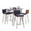 Marcel-Mason Swivel Contemporary Counter Height Dining Set in Chrome Metal with Black Wood Tabletop and Stainless Steel, Walnut Wood with Black Faux Leather by LumiSource - 5 Piece B202S01461