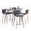 Marcel-Mason Swivel Contemporary Counter Height Dining Set in Chrome Metal with Black Wood Tabletop and Stainless Steel, Walnut Wood with Grey Faux Leather by LumiSource - 5 Piece B202S01464