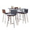 Marcel-Mason Swivel Contemporary Counter Height Dining Set in Chrome Metal with Black Wood Tabletop and Stainless Steel, Walnut Wood with Grey Faux Leather by LumiSource - 5 Piece B202S01464