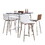 Marcel-Mason Swivel Contemporary Counter Height Dining Set in Chrome Metal with Black Wood Tabletop and Stainless Steel, Walnut Wood with White Faux Leather by LumiSource - 5 Piece B202S01468