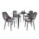 Clara-Marcel Contemporary Dining Set in Black Metal, Clear Glass and Silver Velvet by LumiSource - 5 Piece B202S01480