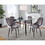 Clara-Marcel Contemporary Dining Set in Black Metal, Clear Glass and Silver Velvet by LumiSource - 5 Piece B202S01480