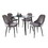 Clara-Marcel Contemporary Dining Set in Black Metal, Clear Glass and Silver Velvet by LumiSource - 5 Piece B202S01480