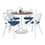 Dakota-Charlotte Contemporary Dining Set in White Metal with Brown Wood-pressed Grain Bamboo Tabletop and White Textured Wood with Blue Fabric by LumiSource - 5 Piece B202S01483